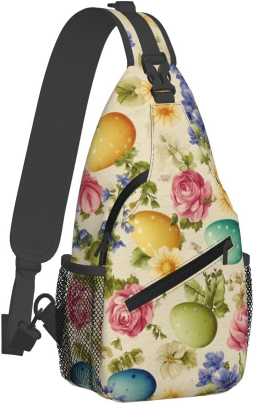 Easter Eggs Crossbody Bag For Women Men, Adjustable Easter Shoulder Chest Bag Sling Backpack For Spring Holiday, Egg Hunt, Travel, Party, Parade & Everyday Wear - Image 2
