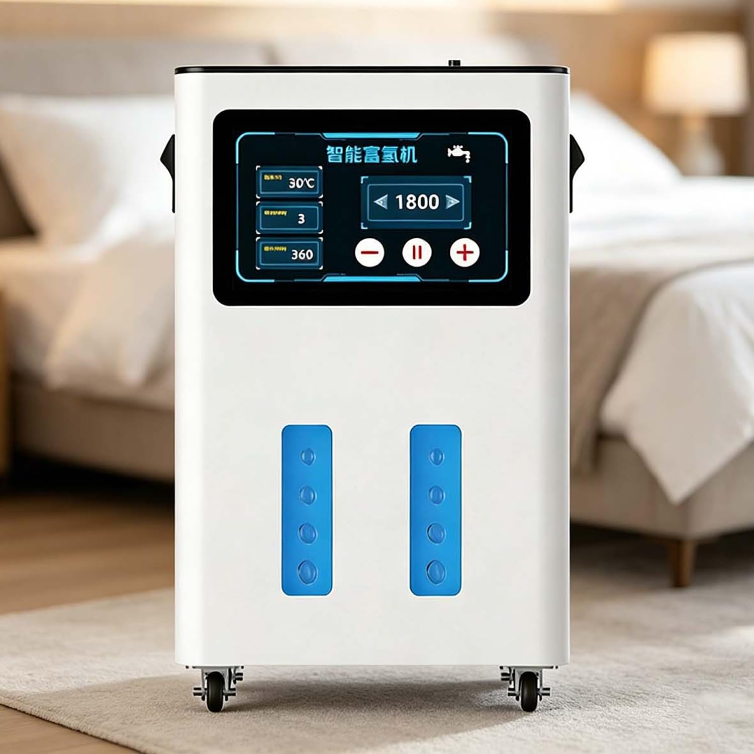 Inhalator wodorowy, inhalator 3-portowy, wyposażony w elektroniczny wyświetlacz dotykowy, łatwy w użyciu, cichy, wyciszony, odpowiedni do użytku domowego i małych klinik