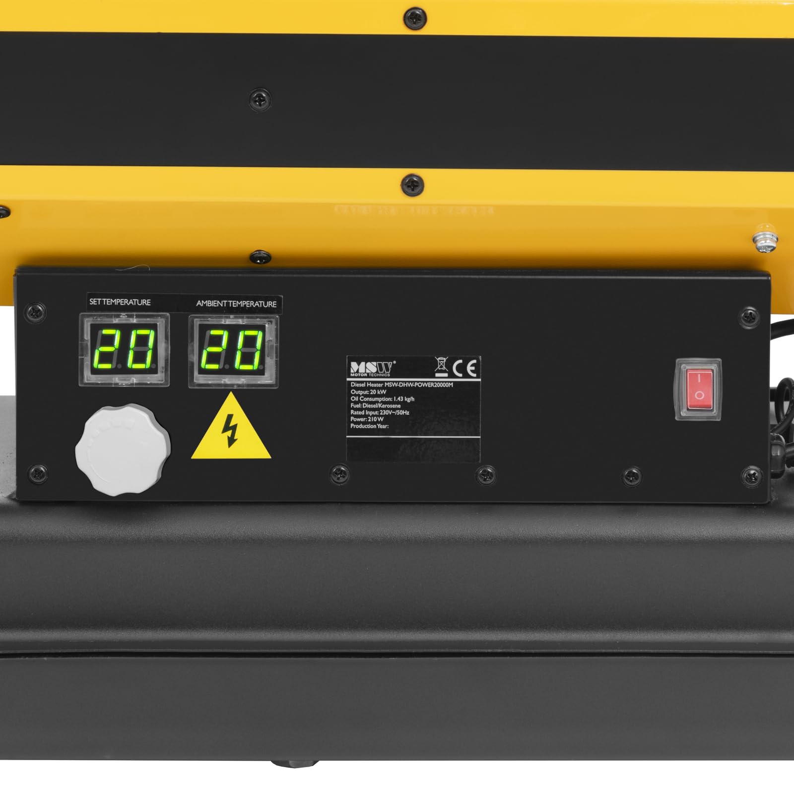 MSW Cañón Calefactor de Gasoil 20 kW con Depósito de 12 L y Protección contra Sobrecalentamiento ECO series Cañón de calor Cañón calentador Cañón calefactor de diésel Calefactor para obra