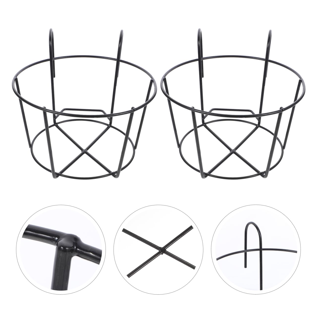 YARNOW 2pezzi Supporto Per Fioriere Sospese Ferro Da Design Artistico Per Balcone Giardino e Ufficio Nero