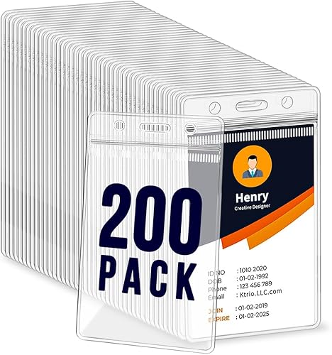 Miniatura 8 de Paquete de 60 soportes para tarjetas de identificación, soporte vertical para tarjetas de identificación de 2.25 x 3.5 pulgadas, transparente para