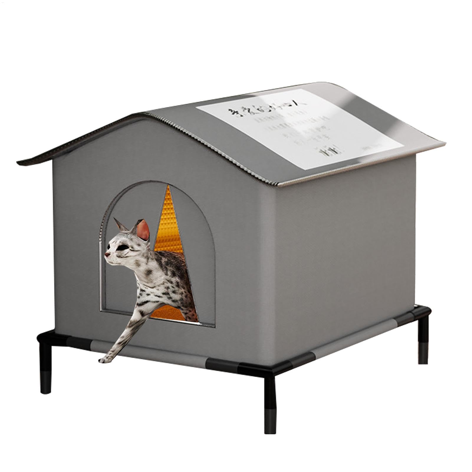 Casette per gatti all'aperto - Casette per gatti selvatici all'aperto | Cuccia isolata per gatti, per animali domestici chiusa, casa per animali domestici rialzata, casa esterna per gatti | Rifugio Impermeabile con Isolamento Termico Gatti Randagi Cortile