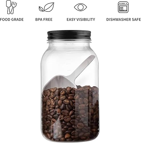 Miniatura 6 de novelinks Tarros de plástico transparente de 32 onzas con tapas herméticas, tarros de plástico de 32 onzas con tapas para almacenamiento de cocina y