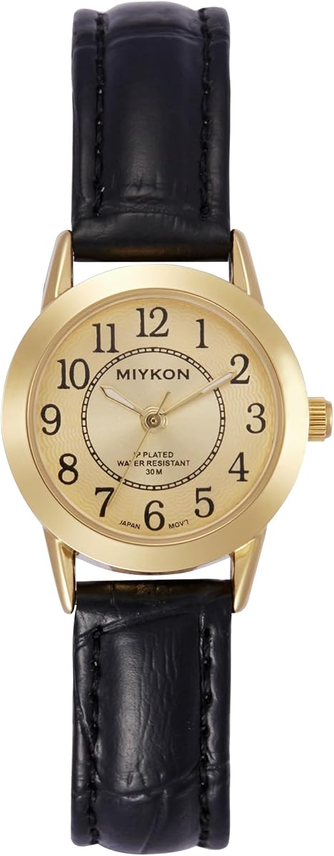 Reloj de vestir delicado para mujer Miykon, correa de cuero vegano, resistente al agua | Lector minimalista clásico fácil con números arábigos, estuche pulido con iones, movimiento de cuarzo japonés con segundero