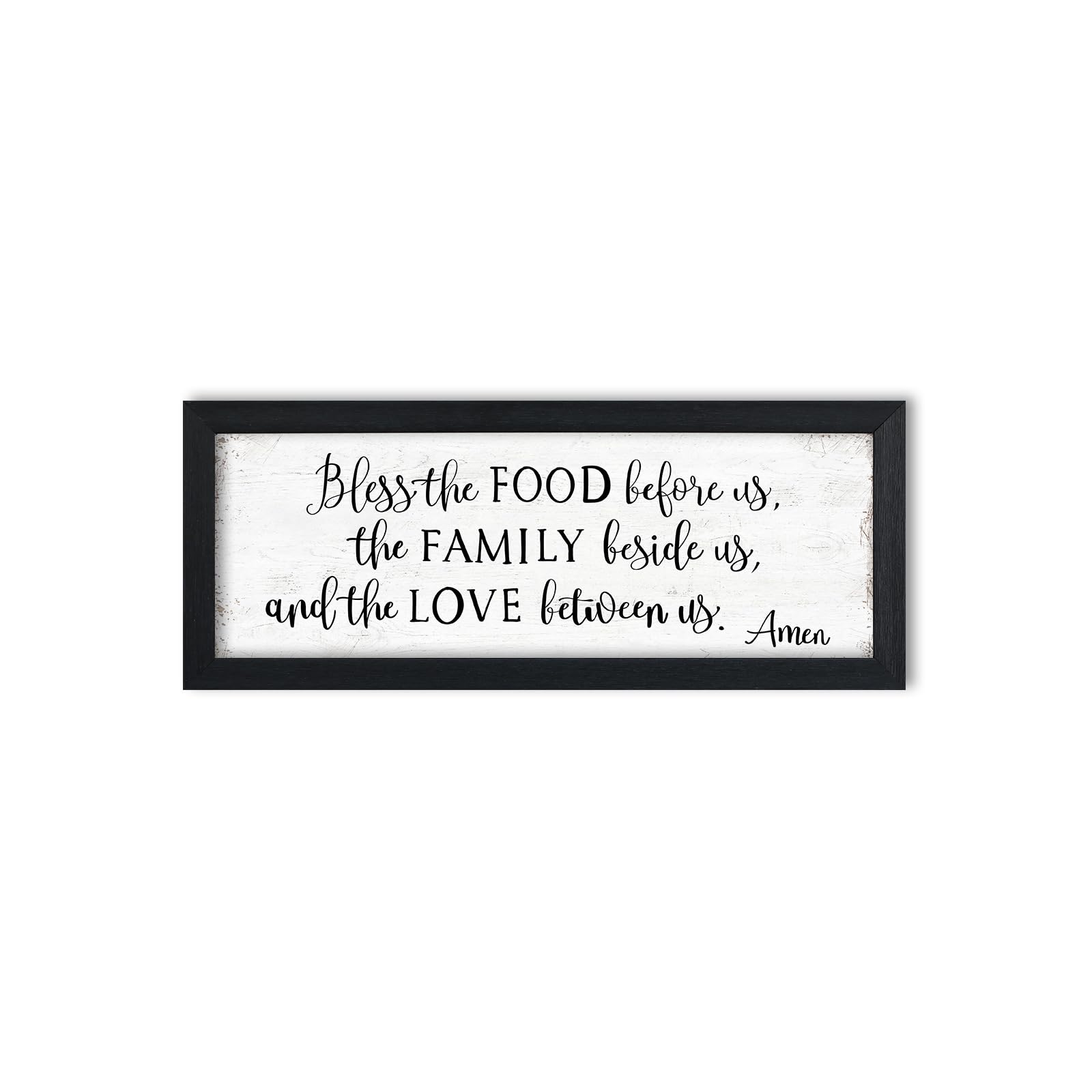 Bless The Food Before Us Wall Decor:Farmhouse Kitchen Signs Wall Decor Bible Verse Quotes Christian Wall Art Modern Rustic Farmhouse Dining Room Decor Black Frames Hanging Plaques 6" x 15"