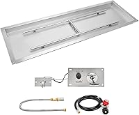 Vista 9 de Stanbroil Fogata rectangular de gas desplegable de 24 x 8 pulgadas con kit de encendido por chispa, 304 SS, versión de gas propano, 90,000 BTU máximo