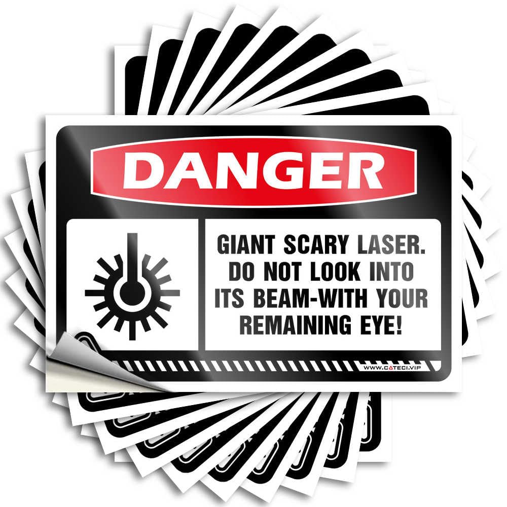Fzfn Men's Colour Danger Giant Scary Laser Do Not Look Into Its Beam Decals Home Decor Gifts | Heavy Window Removable Decal Pack(6X9cm)
