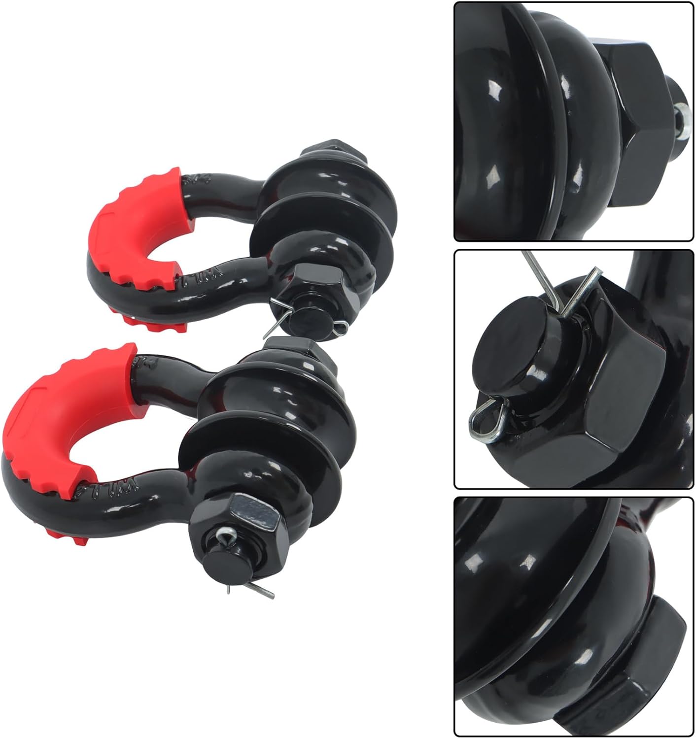 LABLT Black Upgraded Snatch Block 3/4" D Ring Shackle 2 Pack 22,000lb Break Strength with Towing Pulley Heavy Duty Offroad Recovery Accessory for Truck Tractor ATV UTV