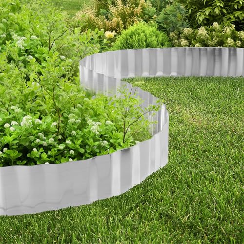Metal Edging for Landscaping - 6.25in x 16.5ft Flexible Corrugated Galvanized Steel Landscape Edging - Garden Edge Border for DIY Flower Beds Tree Rings or Lawn Boarder by Pure Garden (Silver) by Pure Garden - Image 5