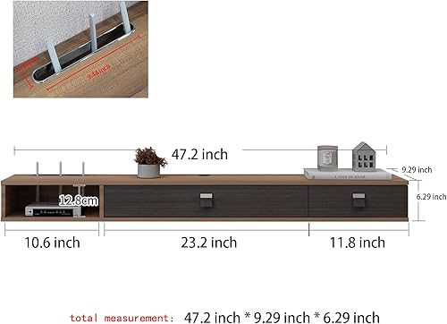 Miniatura 17 de Pmnianhua Estante flotante para TV, 55 pulgadas, soporte flotante para TV montado en la pared, consola multimedia, consola de TV de pared, estante