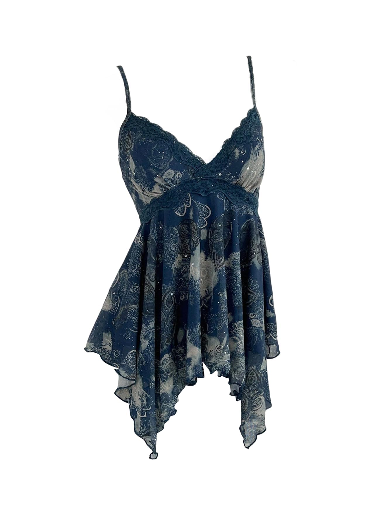 Verdusa Women's Y2K Lace Sequin Ruffle Peplum Babydoll Tops