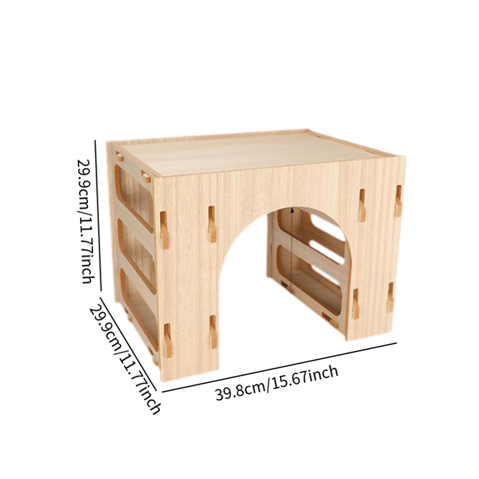 Donateur de Chauffage en Bois pour Lapins, Maisonnette pour Hamsters, Jouets D'enrichissement Interactifs, Mangeoire, Râtelier à Foin pour Lapins,