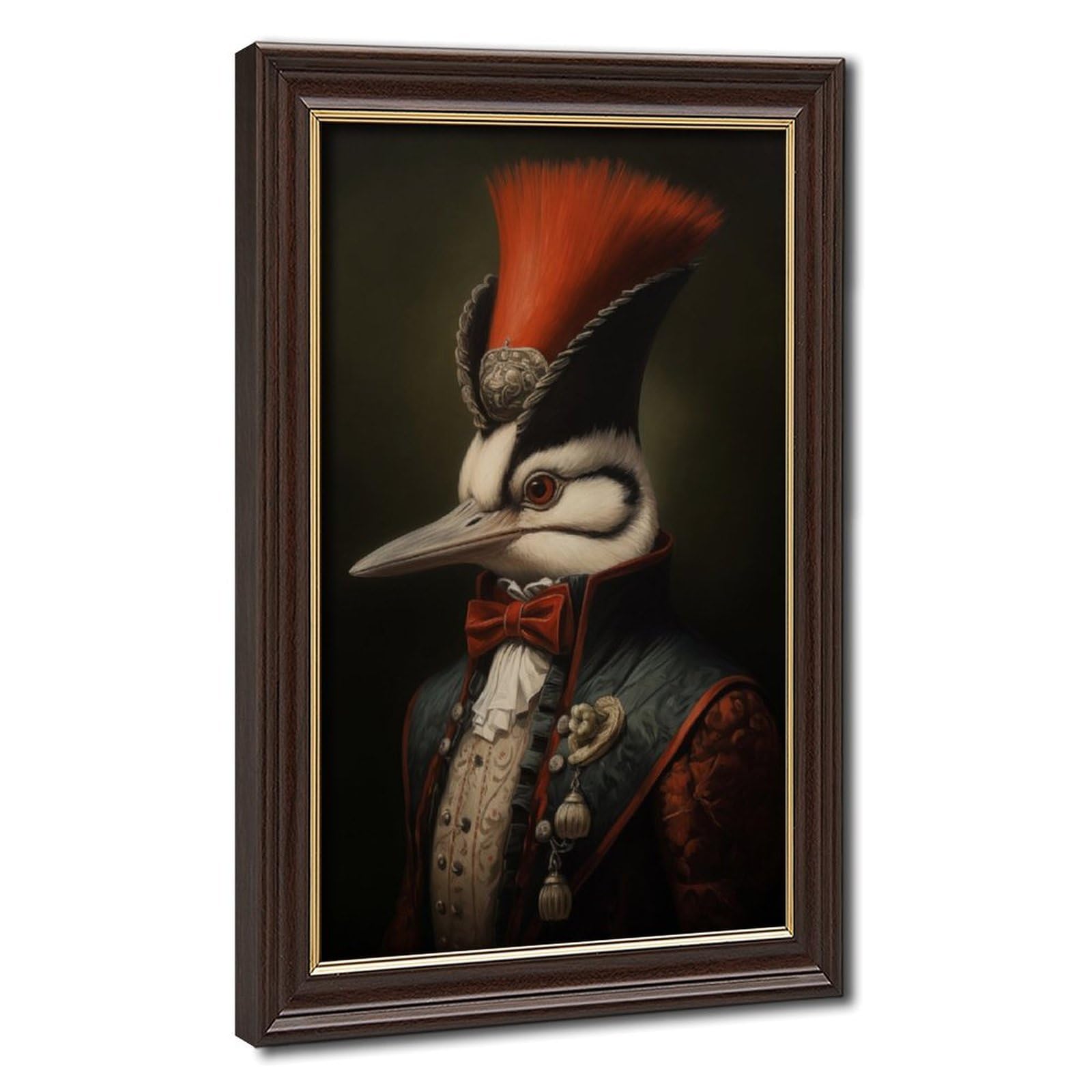 Pyberon Mokume Gane Frame-Style The Woodpecker In Clothes Canvas Poster For Home Decor Gift