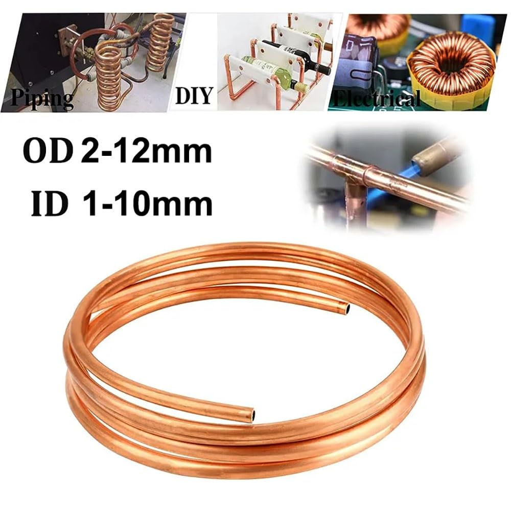 Bobina da 1 m con tubi in rame T2, refrigerazione flessibile con diametro esterno di 2-12 mm e linea CA, raffreddamento fai da te, 1 pezzo(4x2mm)