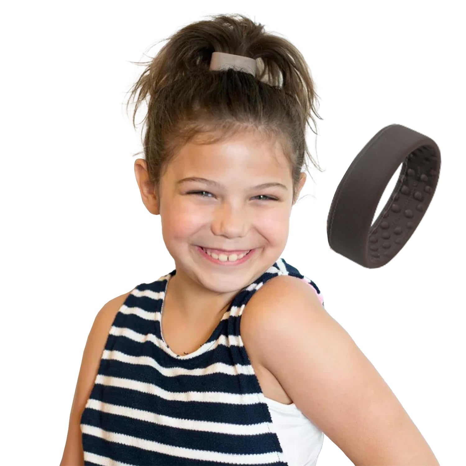 PONY-OOriginal Patented Cute Hair Accessories for Kids - Revolutionary Ponytail Holder Hair Band - Brown