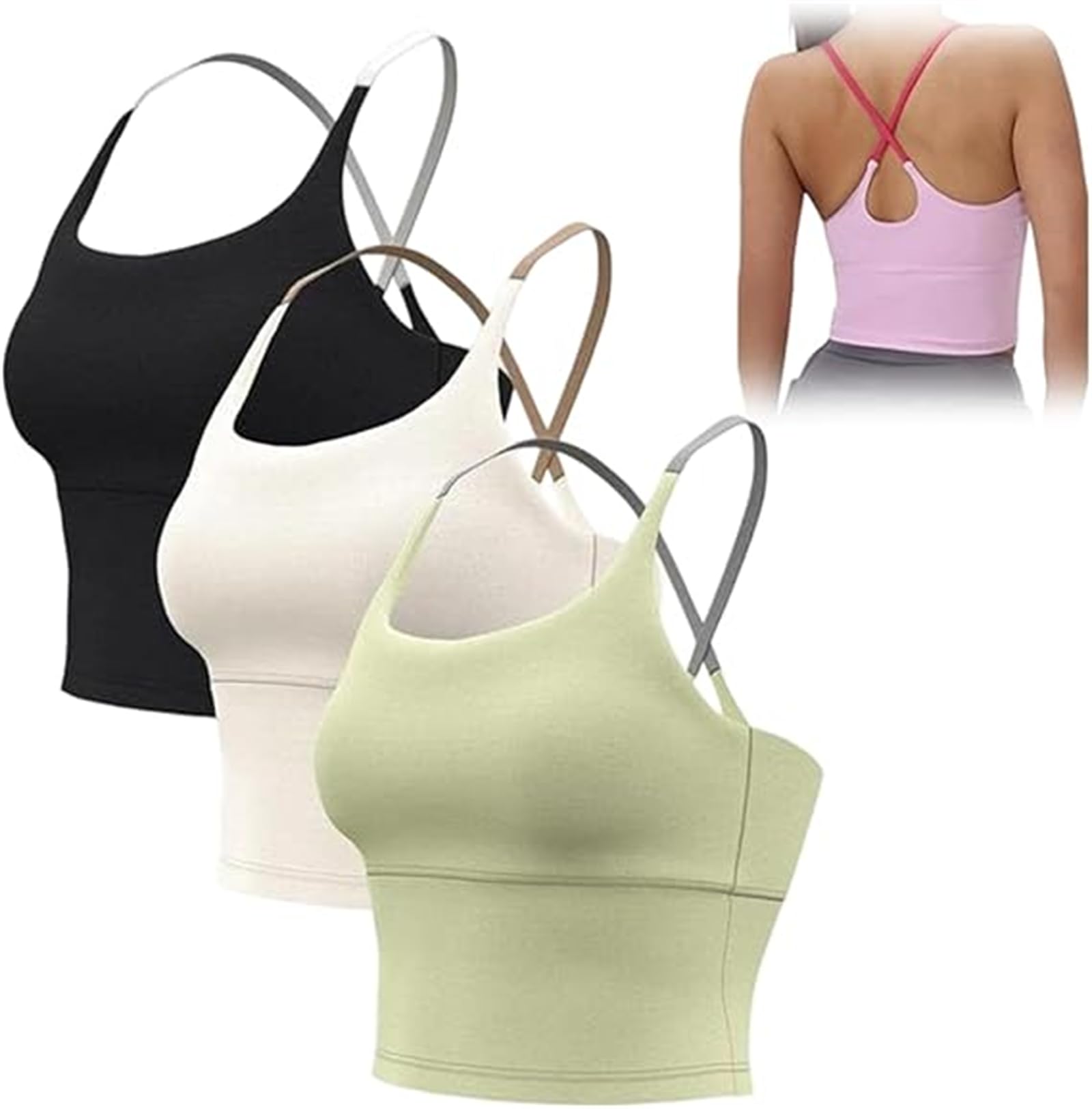 Yksaix Biustonosz sportowy Criss Cross Tank, Yksaix sportowy damski gładki biustonosz sportowy z krzyżowanymi plecami, sportowy trening topy na siłownię