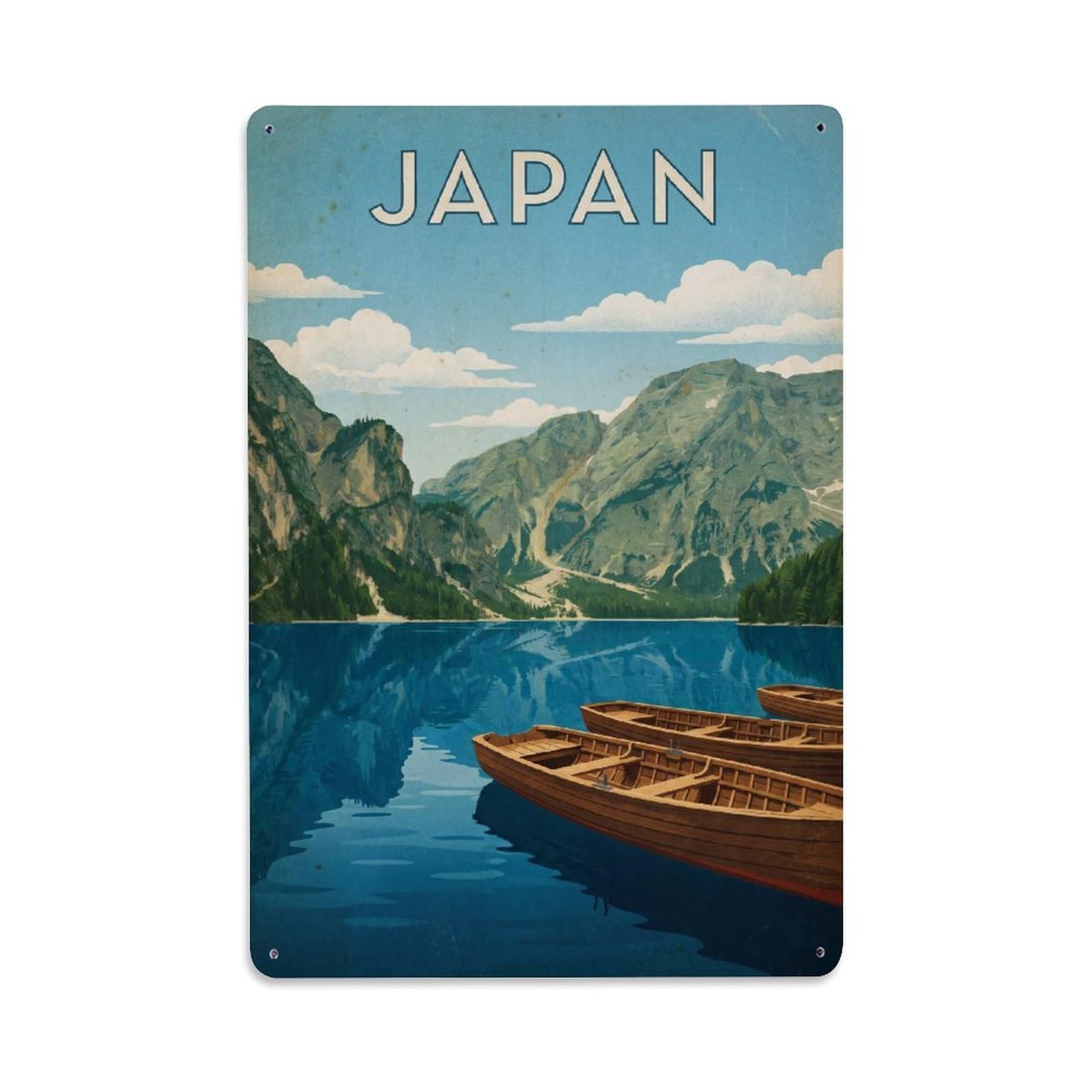 Metal Tin Sign Vintage Travel Japan Lakes