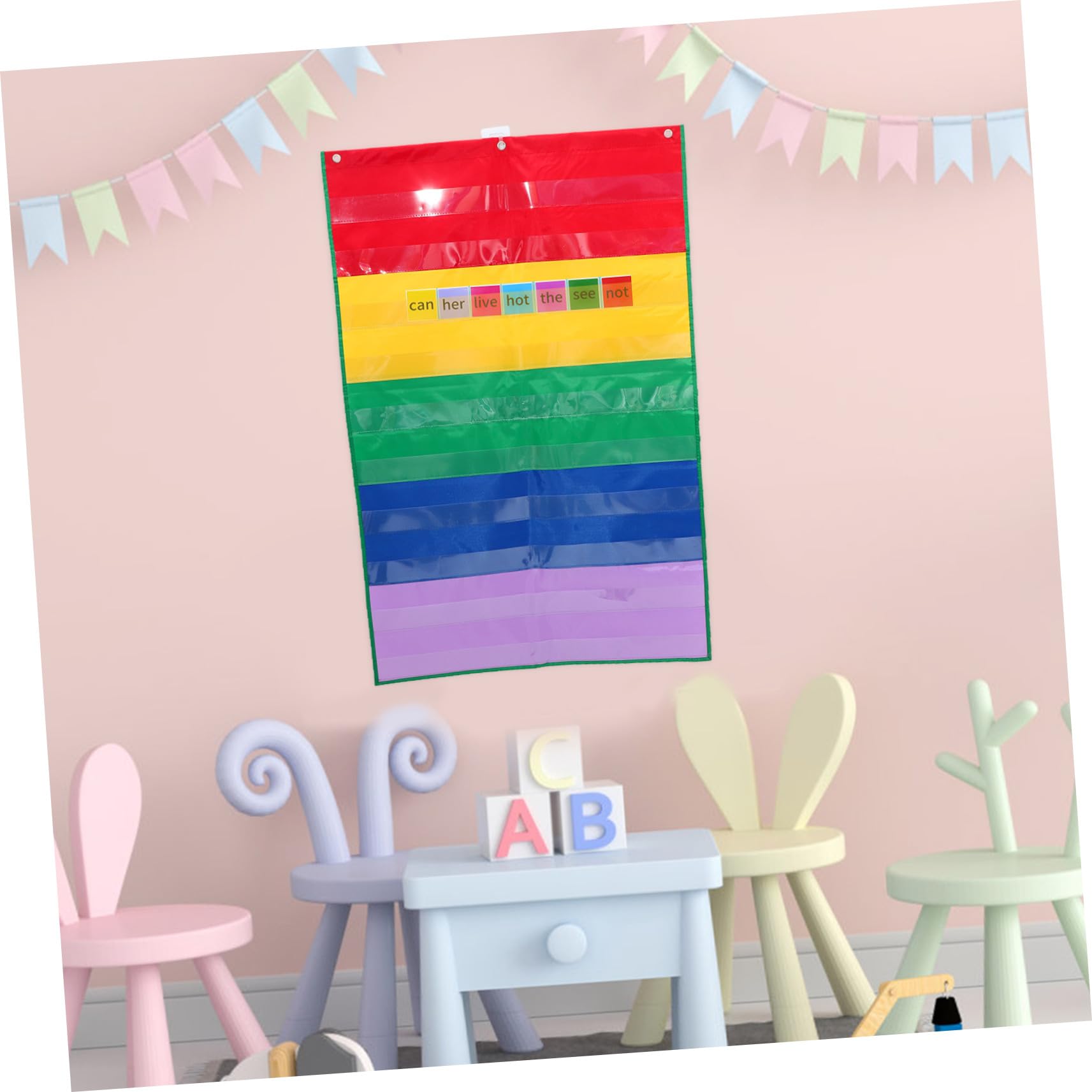 Lurrose 4piezas Organizador De Carteles Didácticos De Pared Soporte De Tarjetas Para Aula Material Educativo Pocket Chart De Aprendizaje Bolsillos Para Clases y Presentaciones