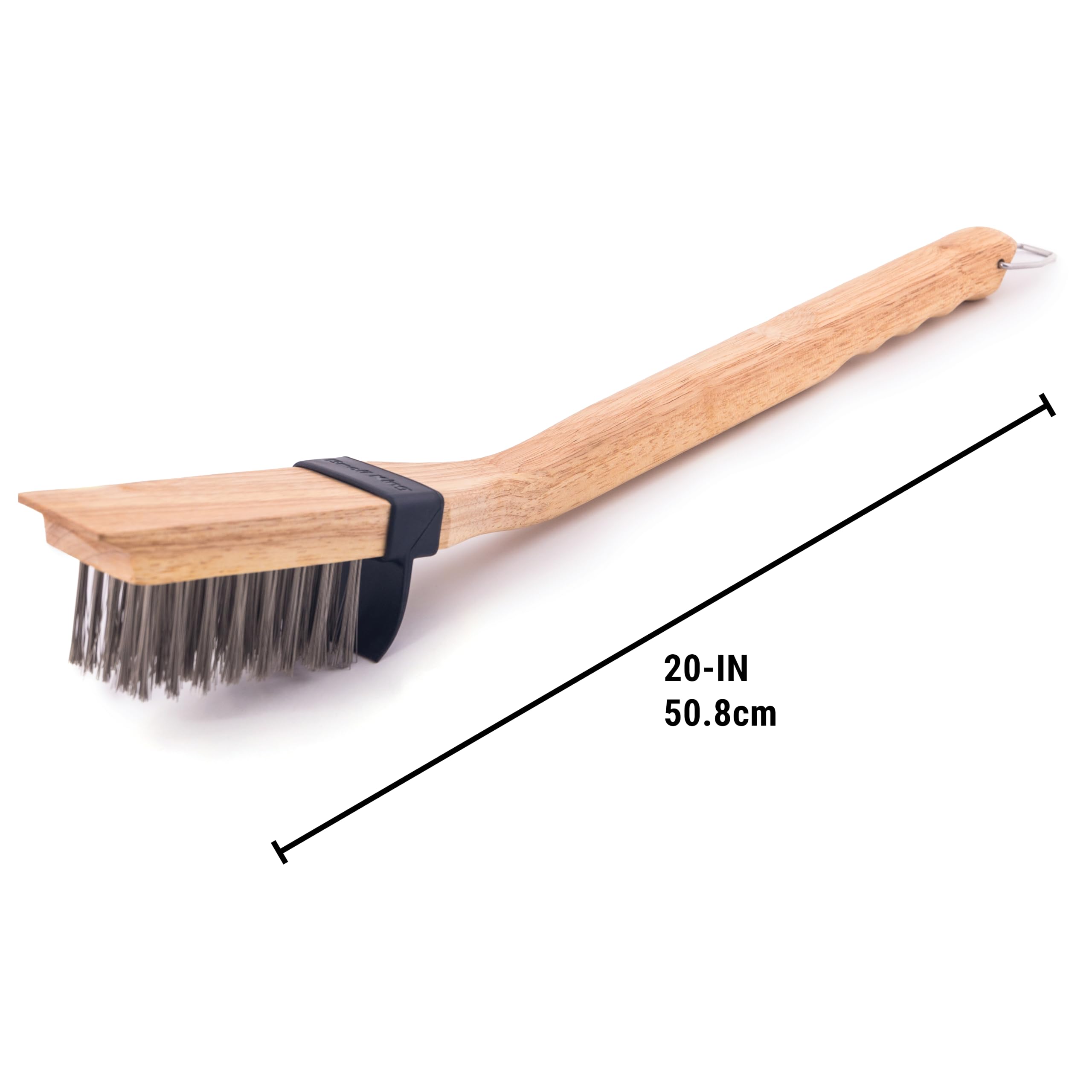 Broil King, 65229, cepillo de parrilla de madera pesada/cerdas largas de acero inoxidable