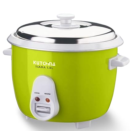 Kutchina Tiara Electric Rice Cooker 1.8 Litre, 700W | Non-Stick Aluminium Cooking Pans | Stainless Steel Lid | Cool Touch Handles | Detachable Power Cord | Keep Warm Function | 2 Years Warranty