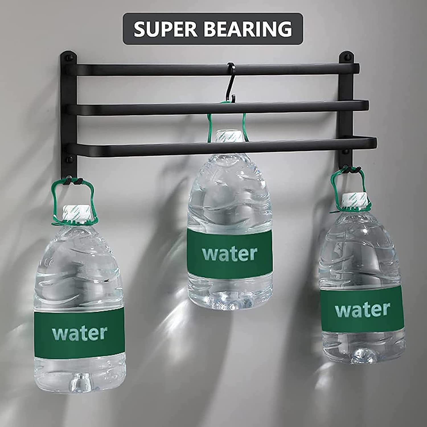 SELICO Toallero de baño con Escalera de 3 Niveles, toallero de Cocina, Hotel, toallero de Ducha, toallero de Aluminio montado en la Pared, Negro mate/60 cm