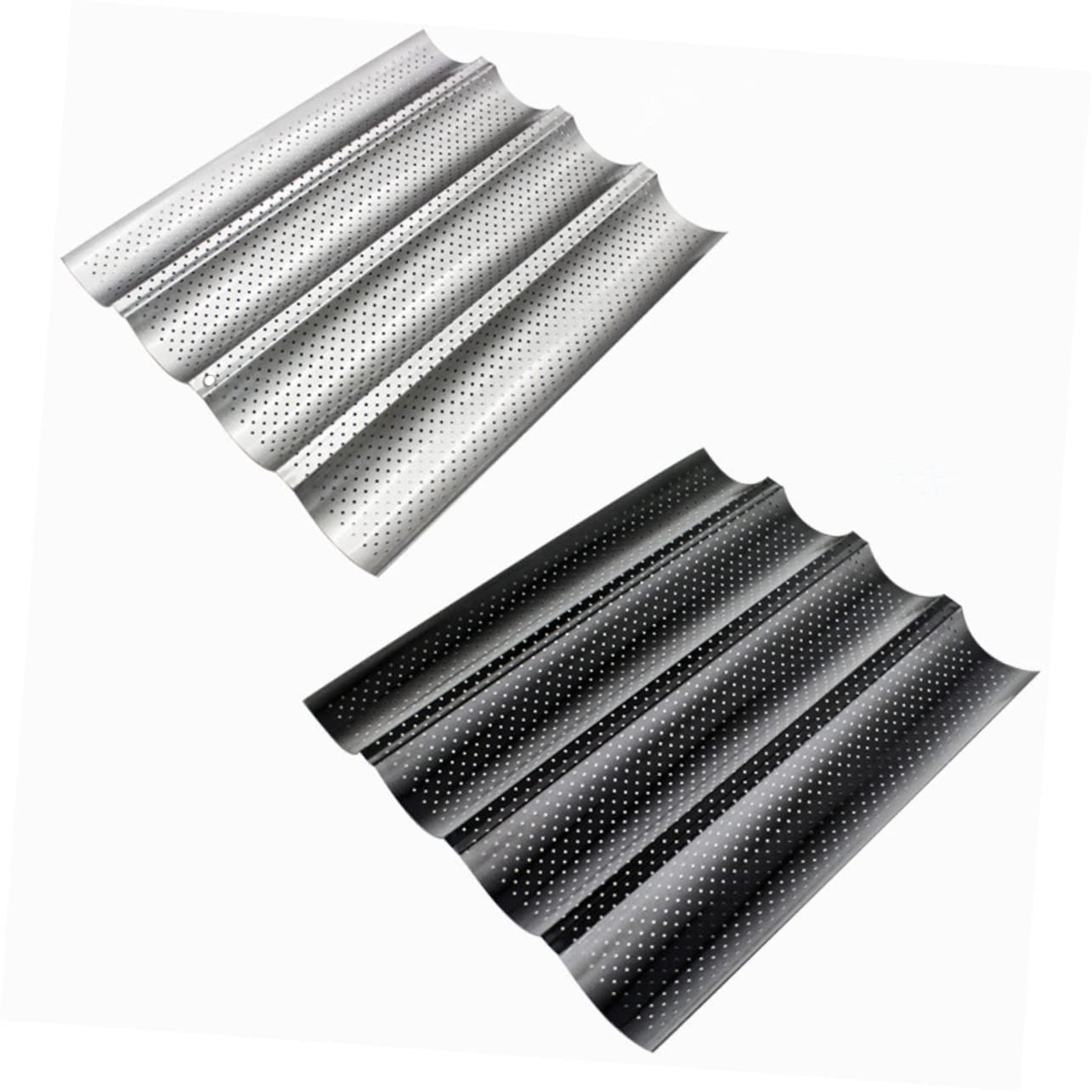 DECHOUS 4 Loaf French Bread Baking Non-stick Dishwasher Safe Easy to Use Clean and Maintain Silver