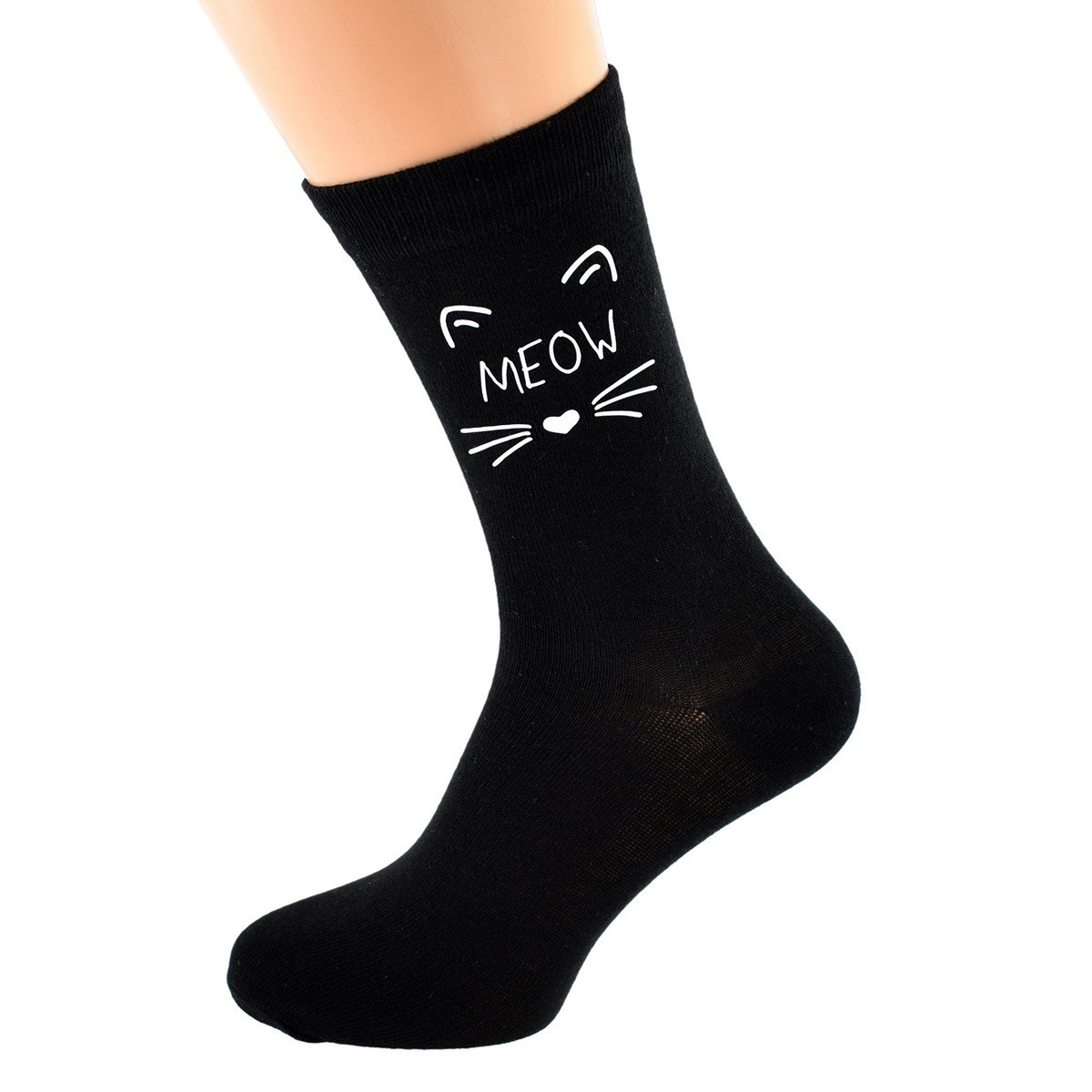 GIFTSEARCH Mens Black Socks Novelty pet cat MEOW Socks (X6N728)
