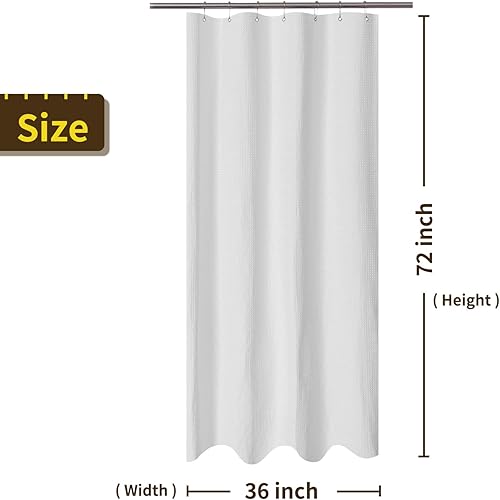 Miniatura 7 de Cortina de tela de punto gofre para ducha, cortina resistente y repelente al agua, 36x72 pulgadas, para duchas pequeñas y mediana, tela de 230 GSM