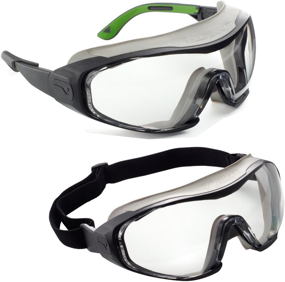 Univet 6X1 Perfect Hybrid Safety Glasses/Goggles with Clear Lens