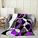 Geometric Flannel Fleece Throw Blanket Kids,Geometry Circle Fuzzy Blanket for Bed Sofa Couch,Stripe Line Bed Blanket Breathable Modern Art Purple Grey Black Plush Blanket Room Decor Throw 50