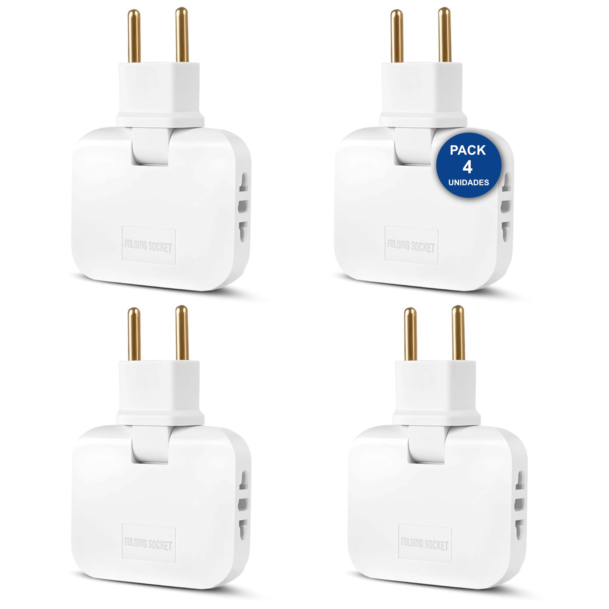 Ladrón Enchufes Plano 3 Tomas - Adaptador Europeo y Americano - Enchufe Plano Pared con Cabezal Giratorio 180º - Enchufe Extraplano para Hogar + Oficina + Electrodomésticos - Color Blanco | 3-Stars — view 8
