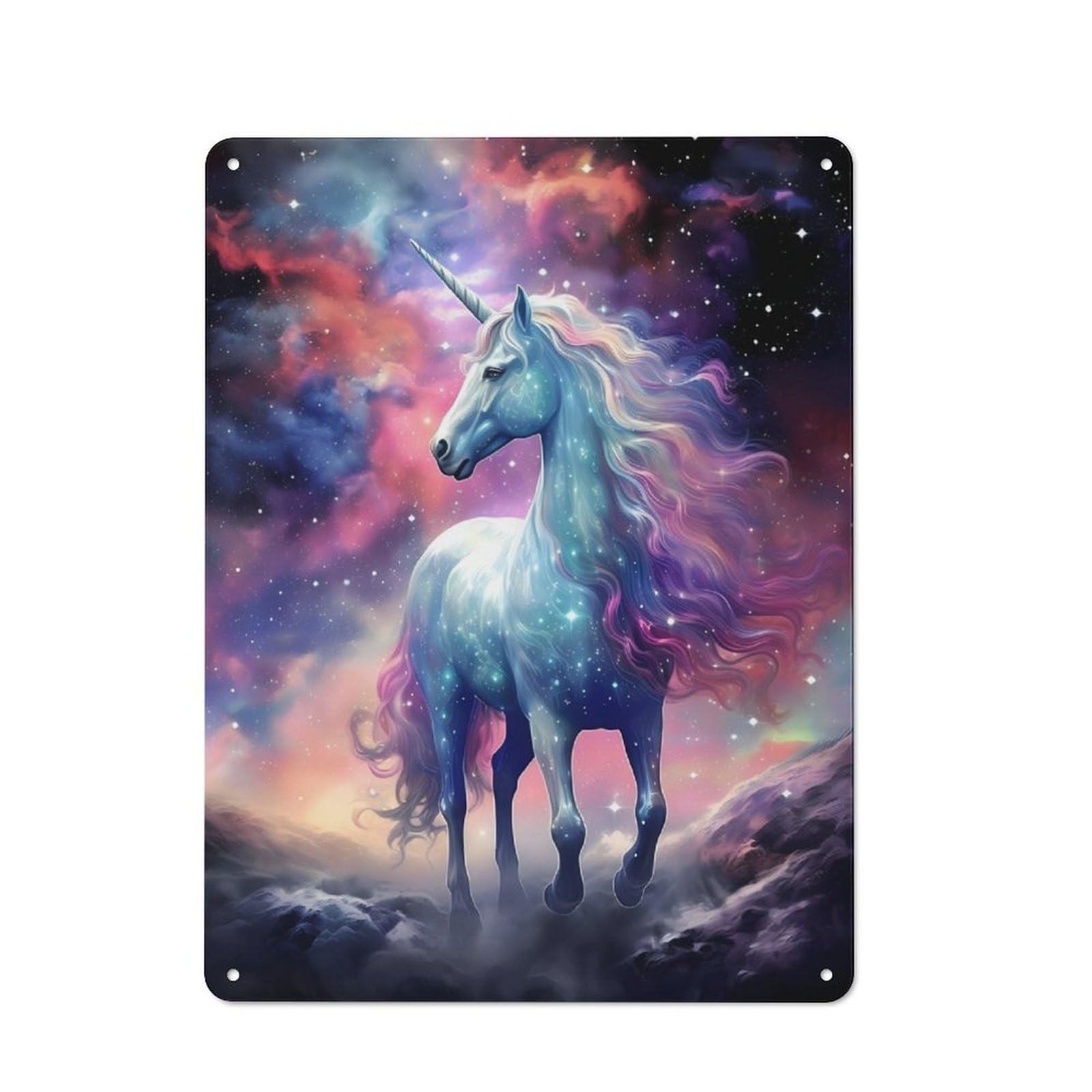 Junmoney Cosmic Fantasy Unicorn Vintage Tin Sign 40X30cm With For Guest Room Or Hallway, Suited To Wall Displays In Guest Rooms And Hallways
