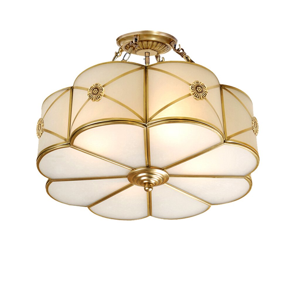 Lustre E27 en cuivre et verre de style européen pour salon et bureau