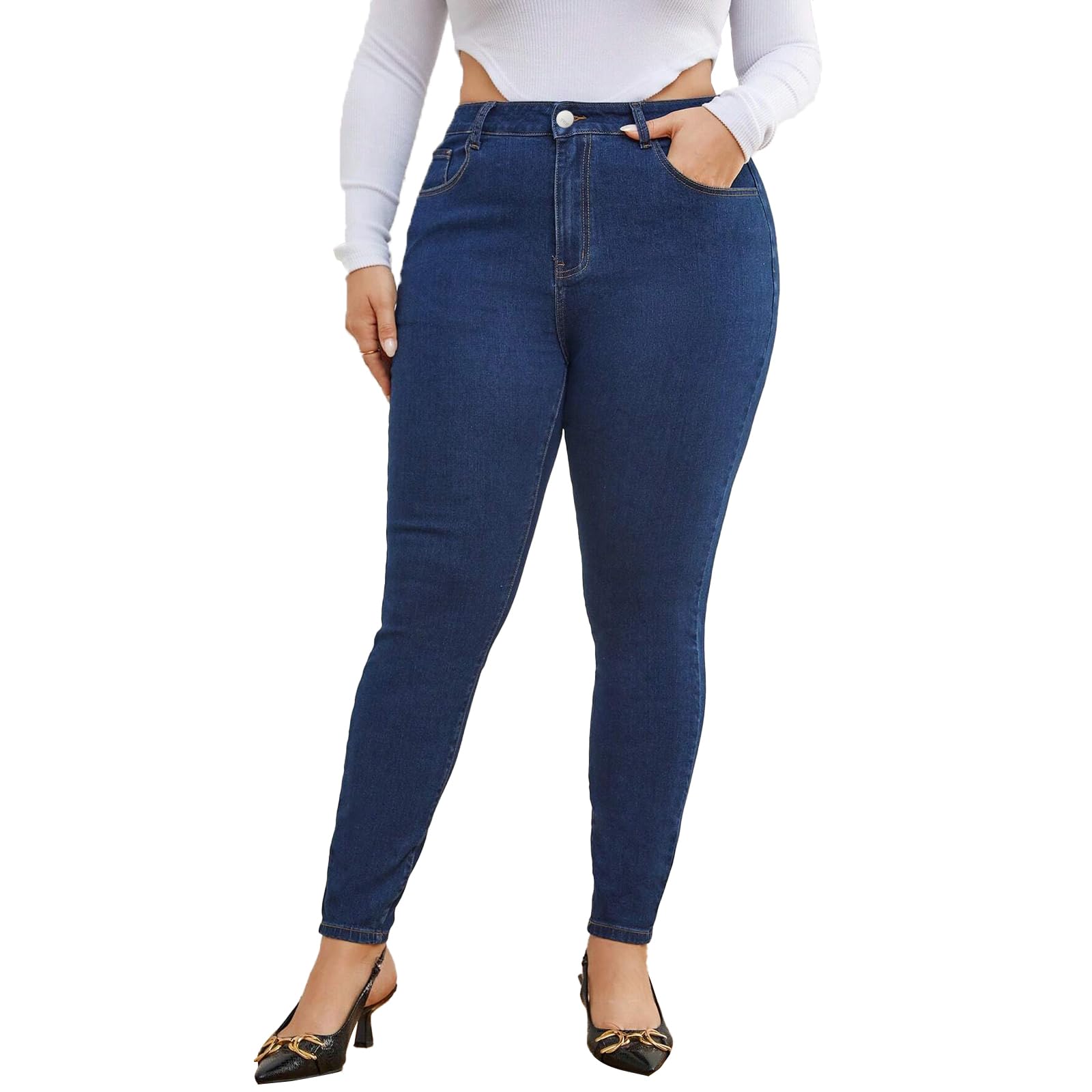 KISSPLUS Plus Size Skinny Jeans for Women High Waist Pencil Women Jeans Curvy High Waist Stretchy Denim Pants for Women