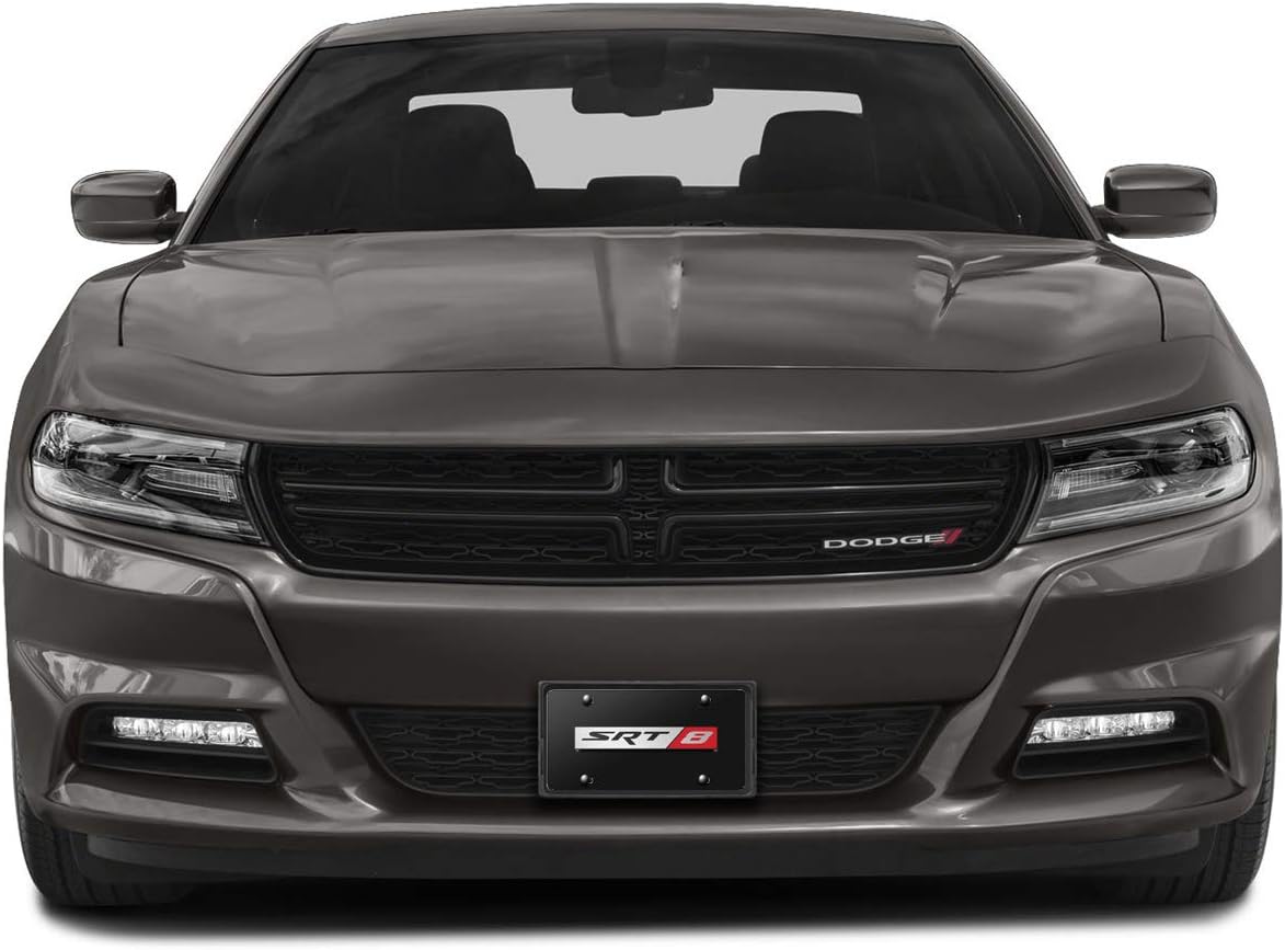 iPick Image for SRT-8 Logo 3D Logo on Black Stainless Steel License Plate for Dodge Jeep RAM - Official Licensed