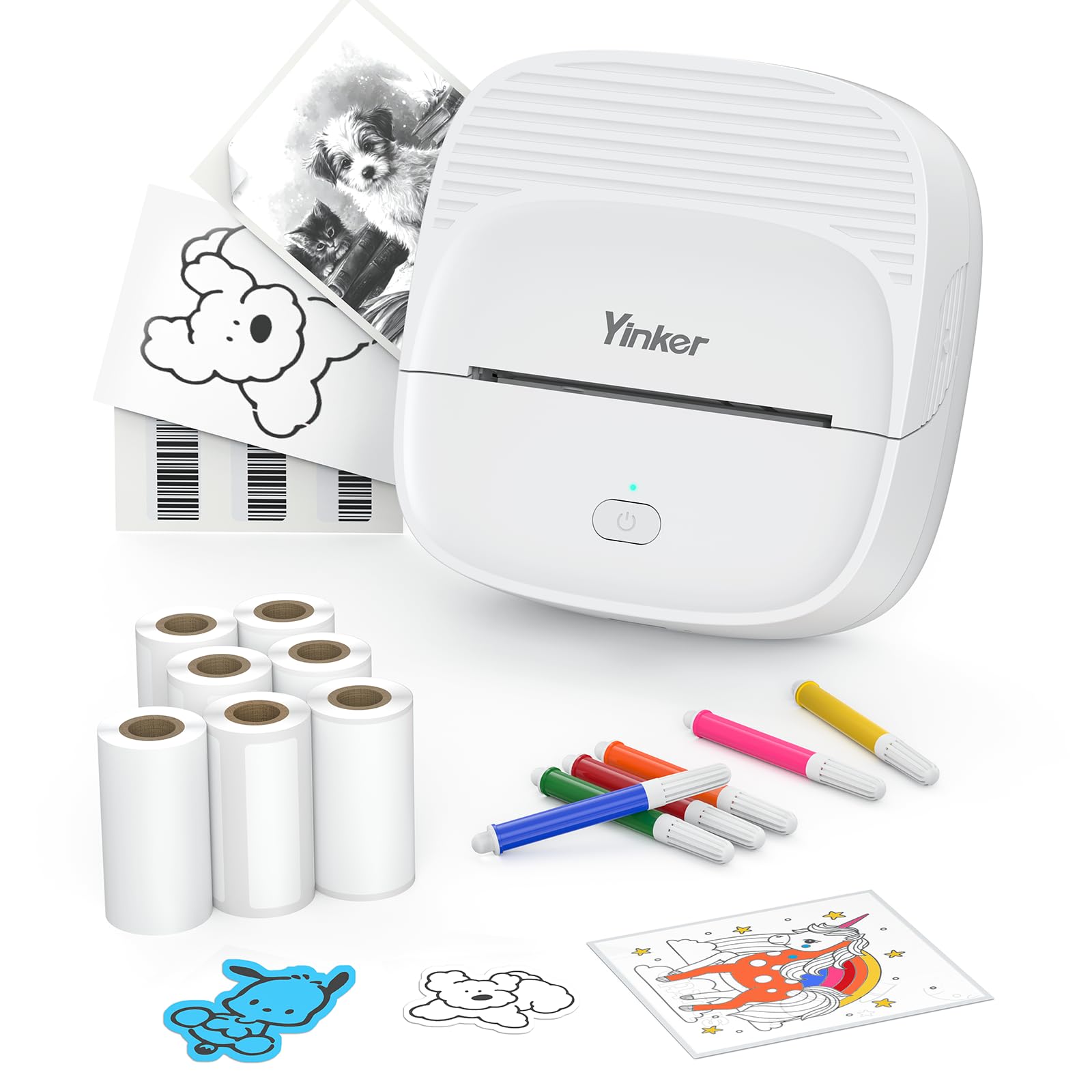 label printer self-adhesive label printer bluetooth labeling machines with 3 x 50 mm thermal paper 3 x 50 mm sticker paper rolls 1 x 50 x 15 cm label paper