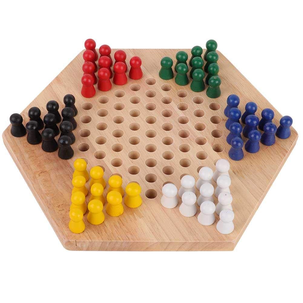 jeu de dames,stimule développement cognitif jeu de société en bois hexagonal traditionnel for familles enfants éducation voyage fêtes