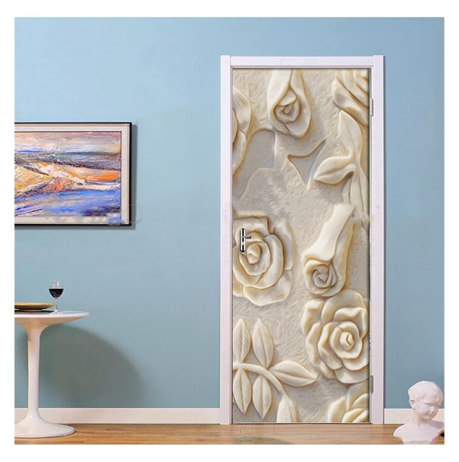 Porte autocollant 3D rose pour sublimer la décoration de votre cuisine