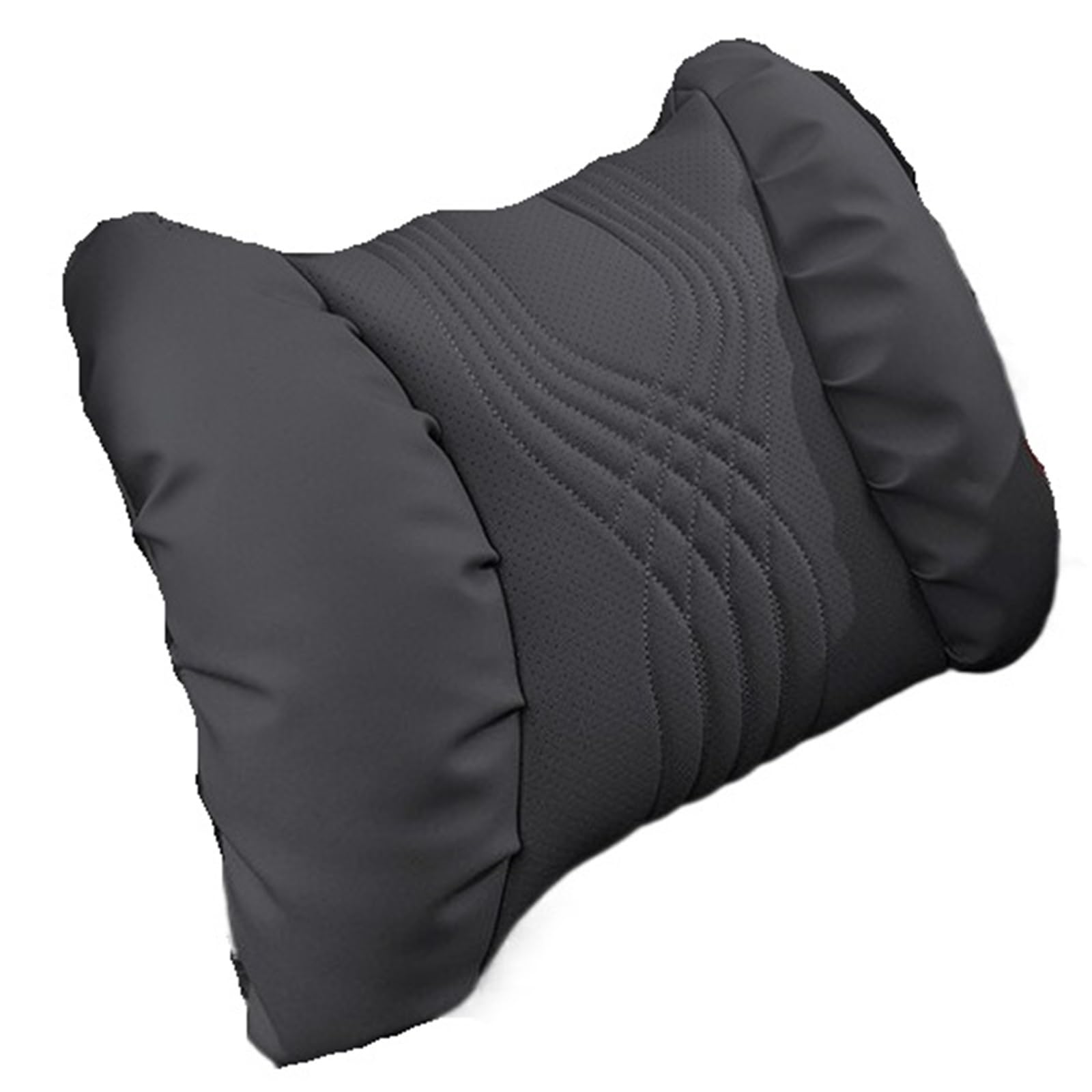 KVSWBRE Car Seat Pillow Nappa Leather Car Neck Pillow And Seat Pillow Soft Car Headrest Waist Pillow Car Headrest And Lumbar Set(Black - Back Pillow)