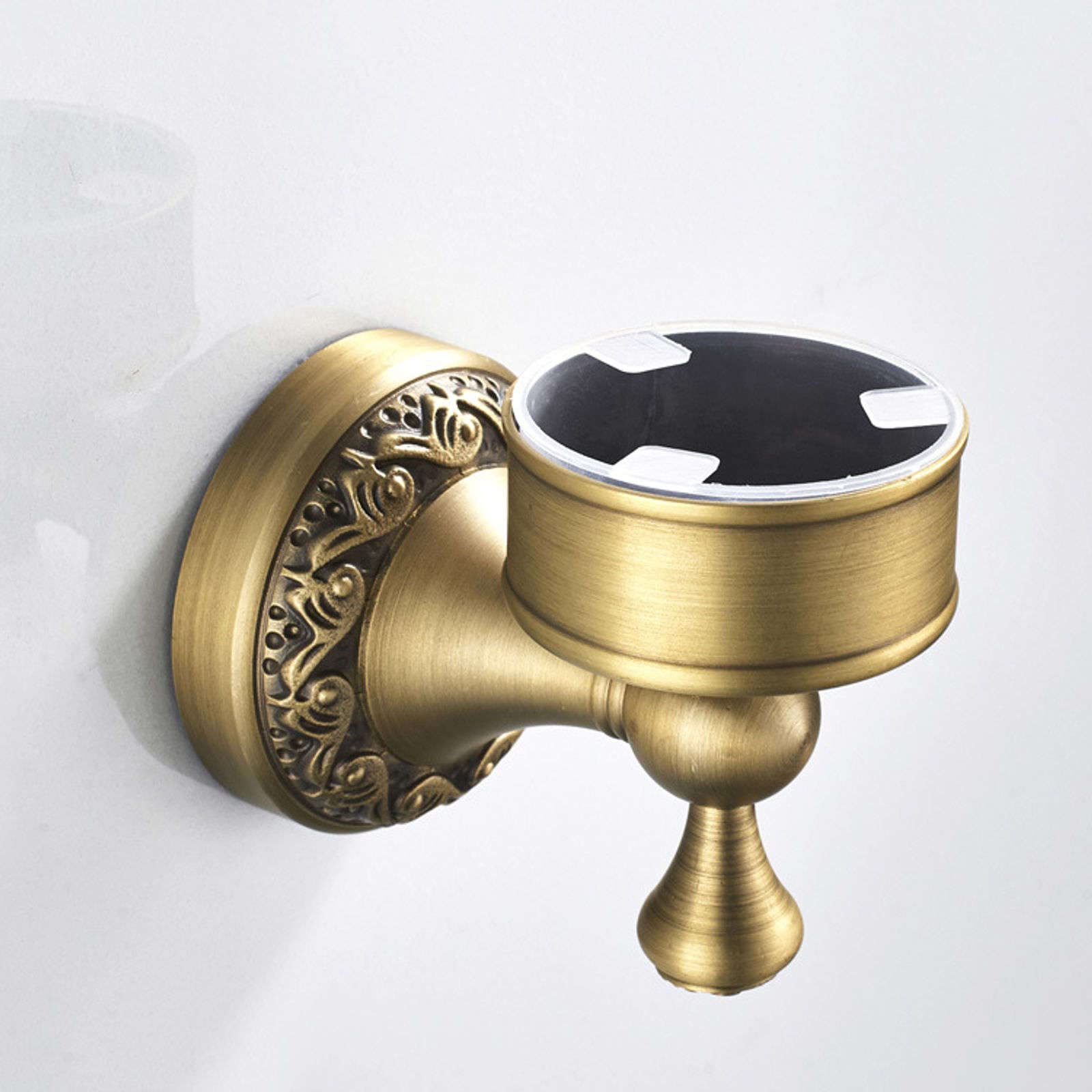 Jabonera de Pared, jabonera, jabonera de latón Antiguo con Plato de cerámica extraíble, jabonera Euro Retro for baño, Cocina, Color Bronce