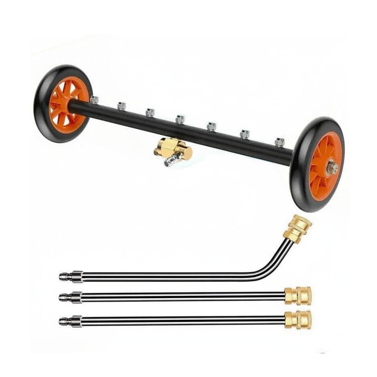 Hidrolimpiadora Accesorio Transformable Limpiador Chasis Auto Diseño Versátil Permite Lavado Eficiente con Boquillas Múltiples de Acero Inoxidable, Naranja