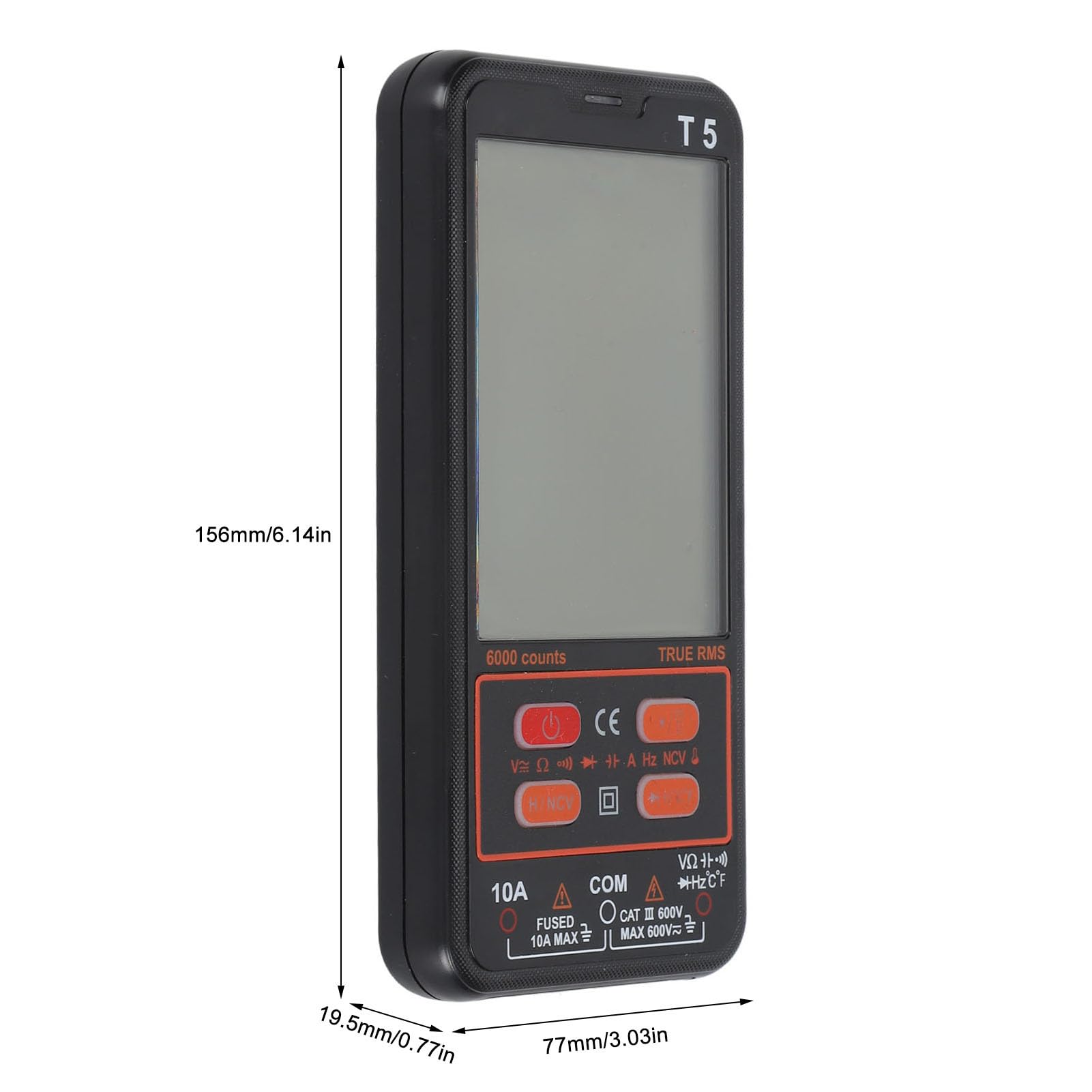 Tester Multimetro Digitale, Voltmetro da 6000 Conteggi, con Display LCD a Colori, Misura Corrente, Tensione, Resistenza, Frequenza, continuità, Diodo, Temperatura