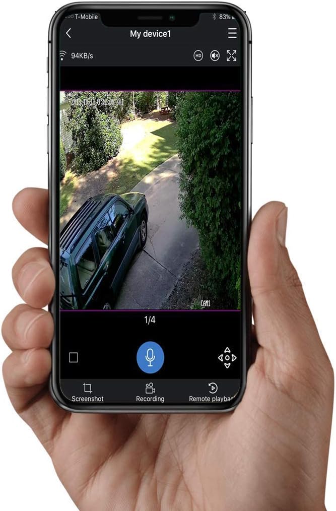 Mobile app interface for JVS-FLWIFI camera