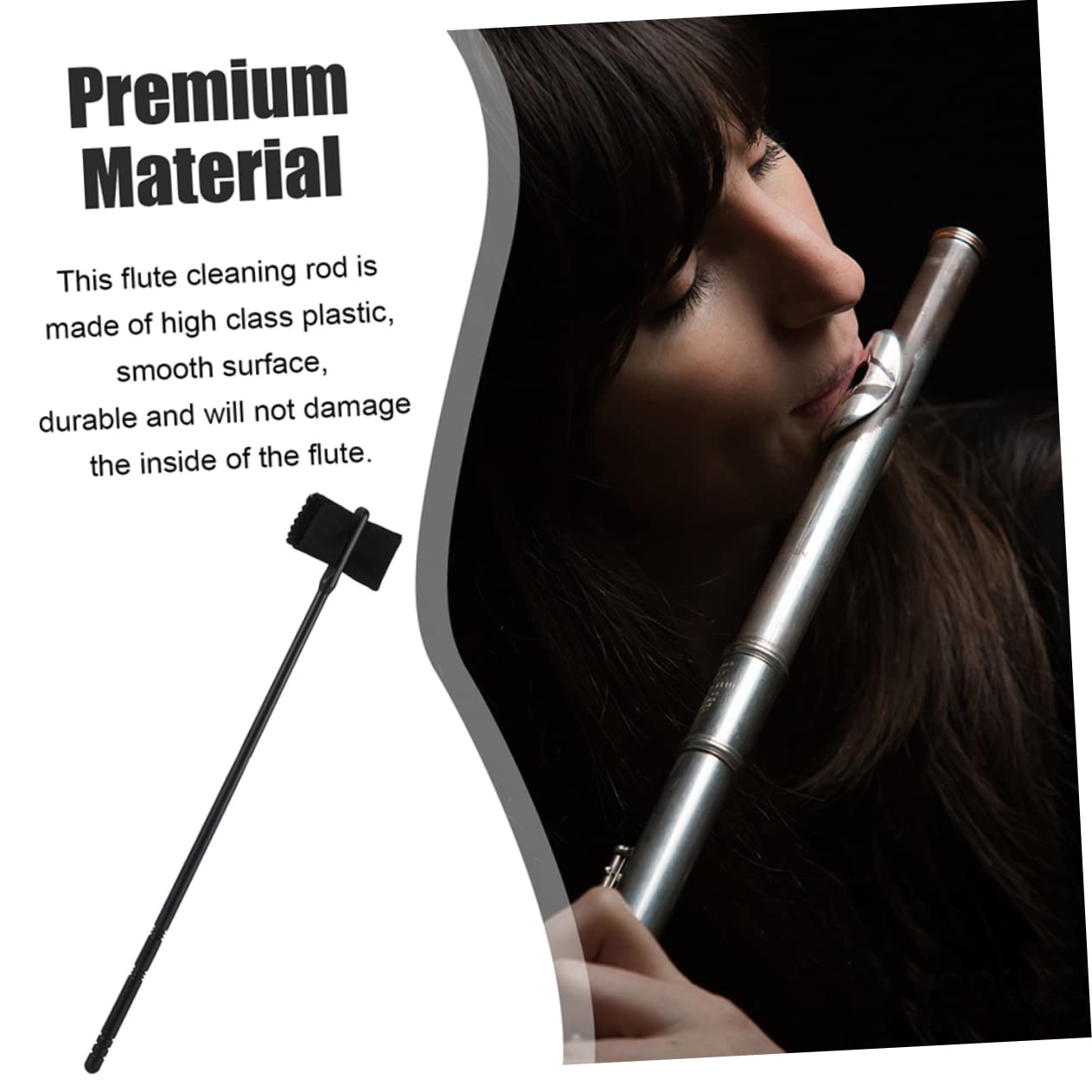 TOGEVAL Complete Flute Cleaning Supplies Rod Cloth Recorder Flute Cleaner for