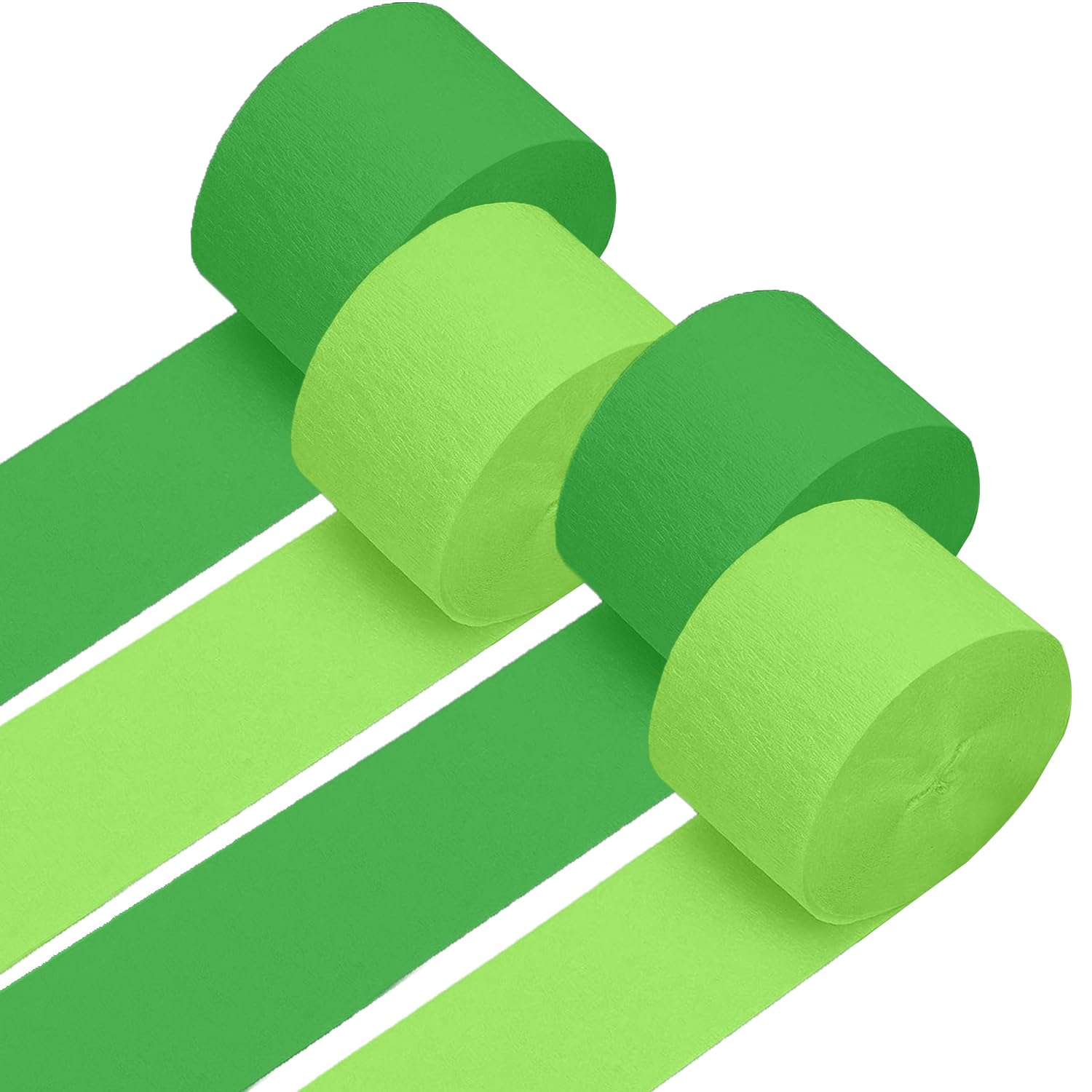 4 Crepe Paper Streamers Rolls, 328ft Pack of Green and Light Green Crepe Paper for Birthday Wedding Engagement Holidays Home Decor St. Patricks Day Decoration (1.8 inch x 82 ft/Roll)