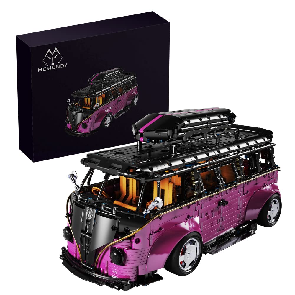 Mesiondy Travel Bus Block Toy Boy or Adult Kit, 1:8 MOC Block Set Bus Model, Cars for Boys 16+, (3299 Pieces)…(Red)