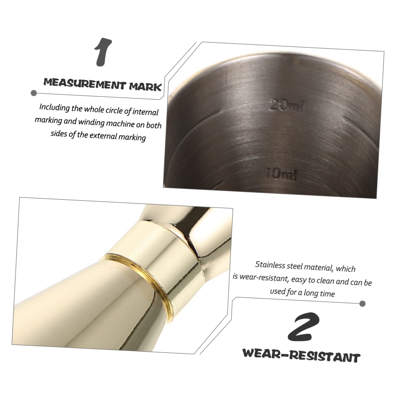BESTonZON 3 Pièces Mesureur De Vin Doseur à Cocktail Mesures Du Double Jigger Doseur à Martini Appareil De Mesure Du Vin Jigger De Barman Shaker Acier Inoxydable Gadgets Double Tête