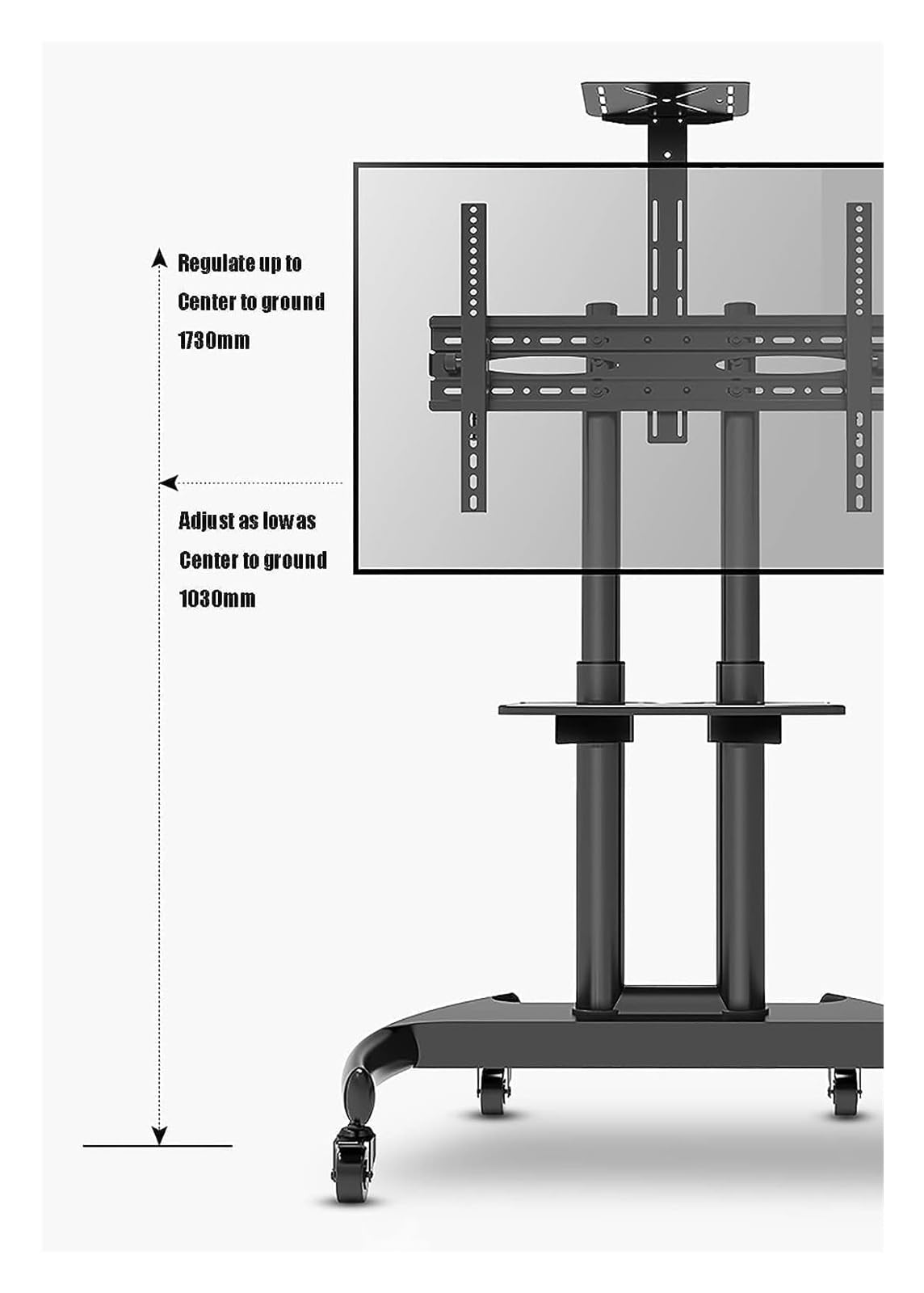 Soporte para TV con ruedasSoporte para TV móvil de pie con Soporte para TV de Altura Ajustable para televisores de 32 "y 65" Fácil de Mover con Ruedas Marco de Metal Resistente