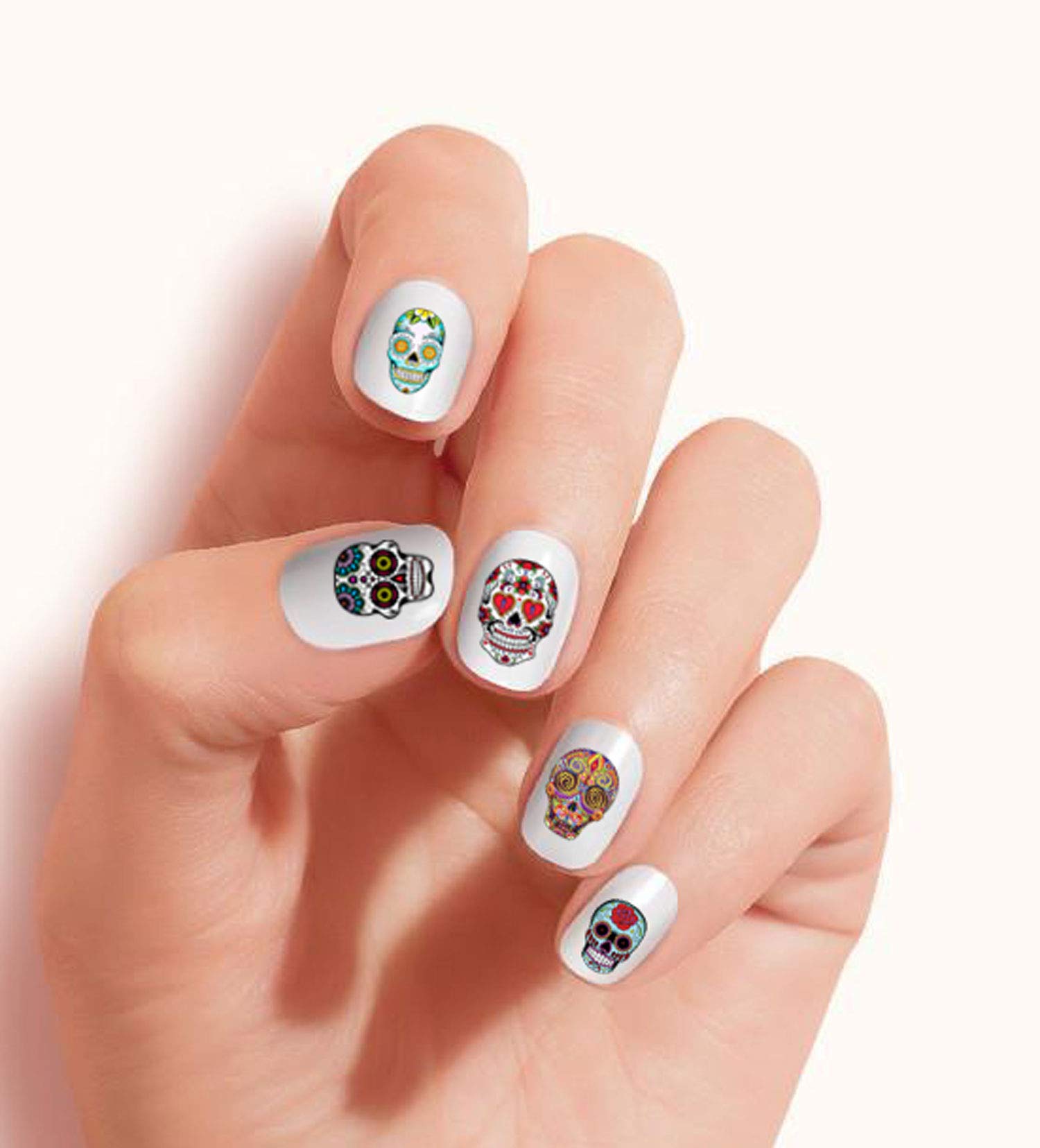 Sugar Skull Clear Vinyl Peel and Stick Nail Decals (NOT Waterslide) by One Stop Nails V1A.