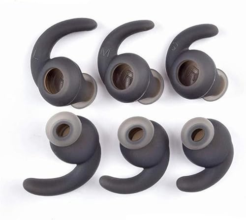 Miniatura 6 de 3 pares (S M L) de silicona Eargel auriculares de repuesto compatibles con Synchros Reflect BT Sports auriculares intrauditivos inalámbricos (gris